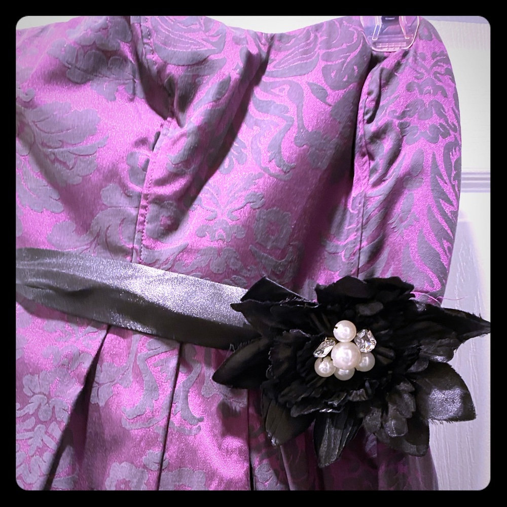 Brocade look with satin belt